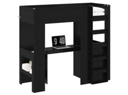 Estrutura de Cama Loft com Mesa Carvalho Preto 75 X 190 Cm VIDAXL