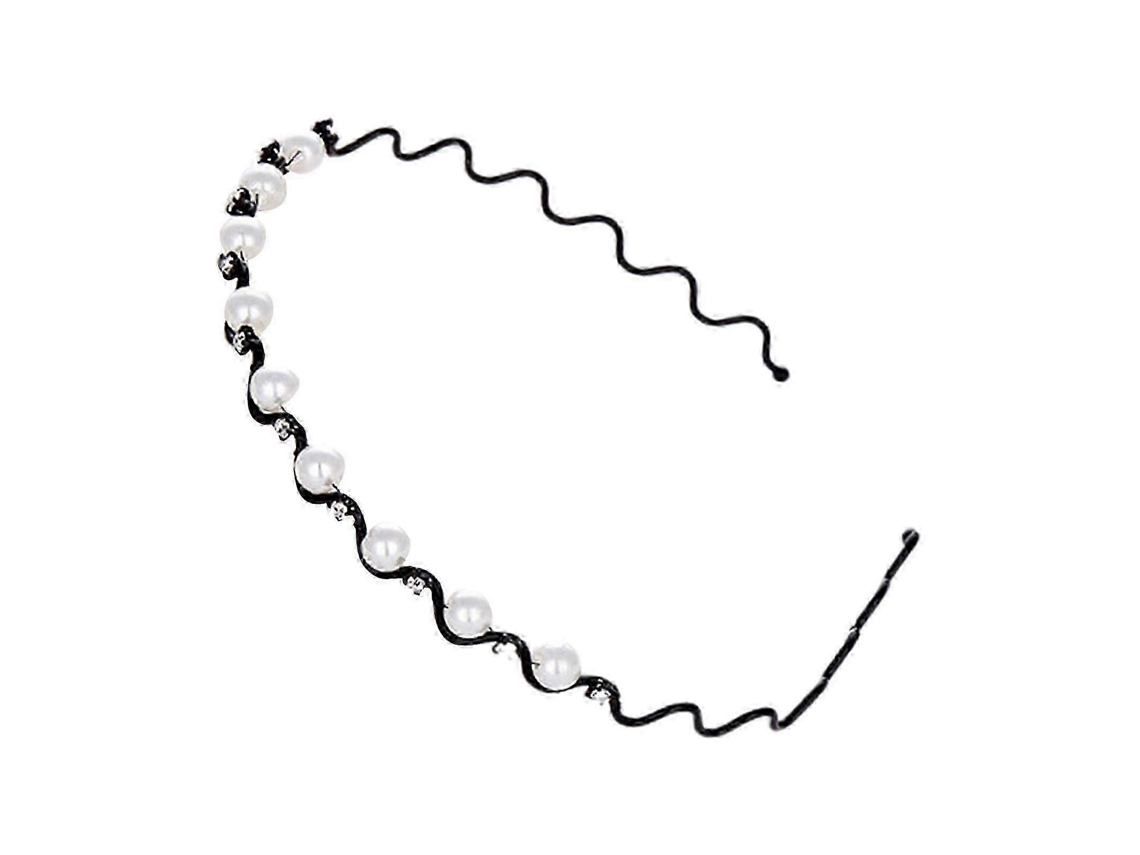 Faixa De Cabelo Com Strass E Pérolas, Elástica, Para Festas--golden