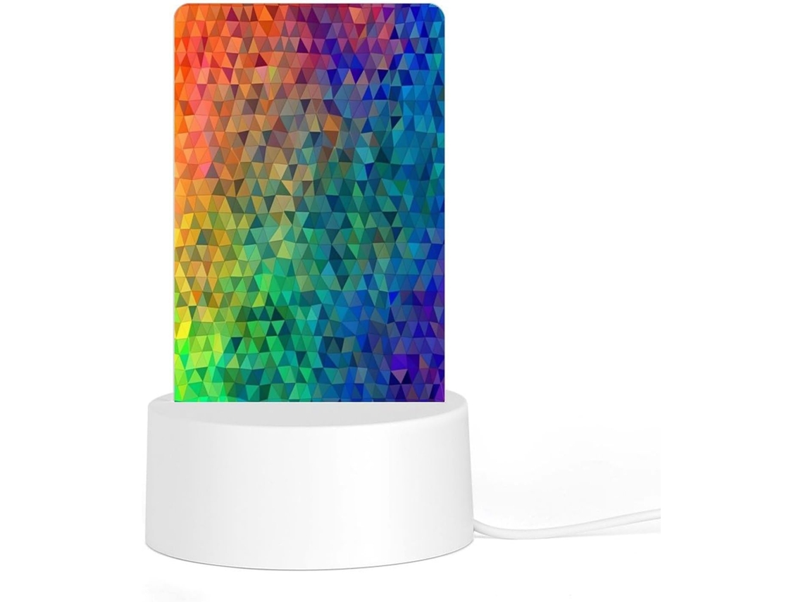 Luminária Noturna De Led Em Acrílico Com Base Plástica Reutilizável E Plugue, Design Triangular Em Arco Íris, Luz