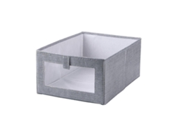 Caixa De Armazenamento Dobrável, Bolsa De Tecido Não Tecido Com Alça, Janela Transparente, Tamanho Grande, Cinza Olysi Shop