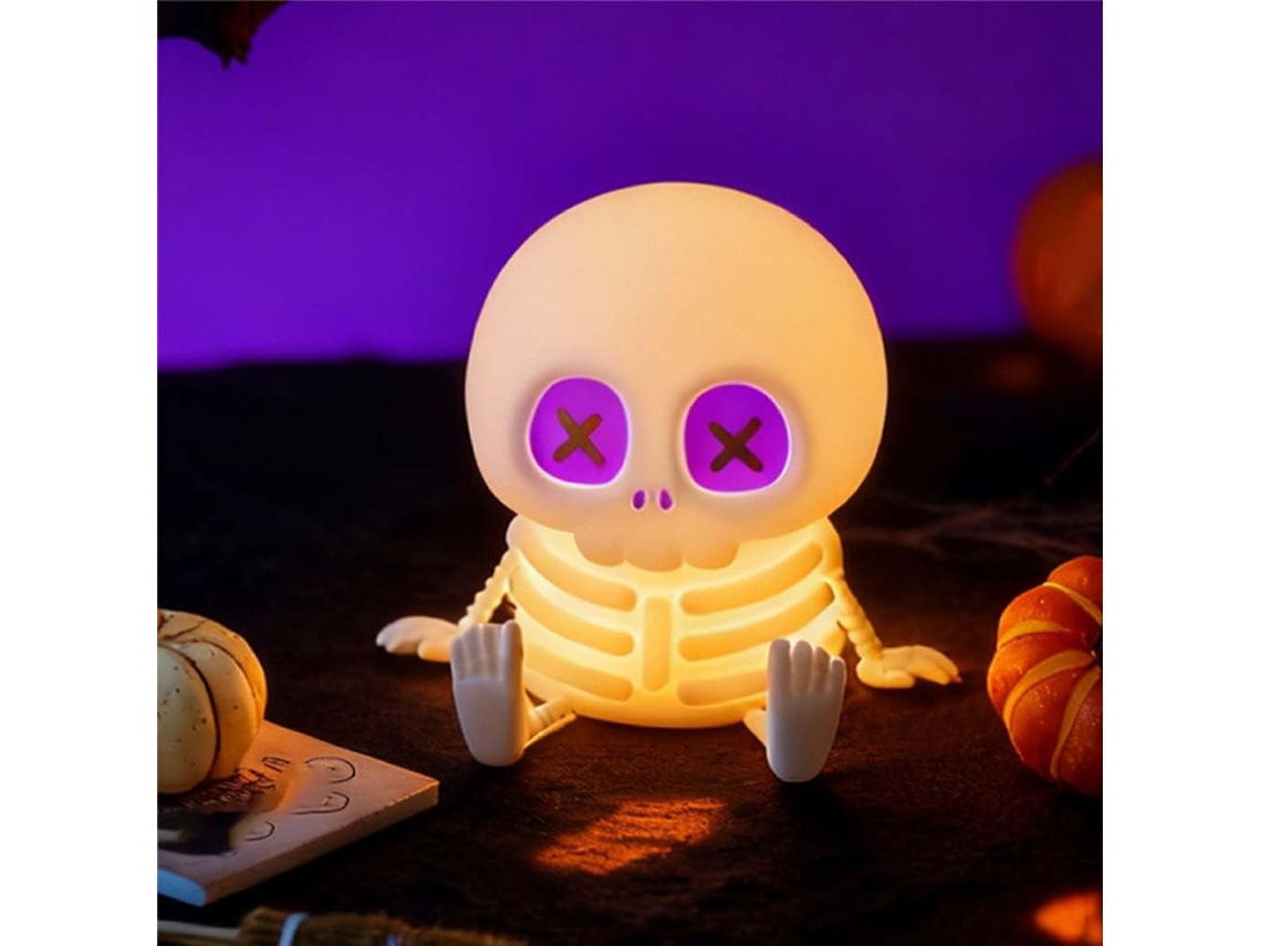 Luminária De Esqueleto Halloween, Abajur Silicone Macio Com 7 Cores