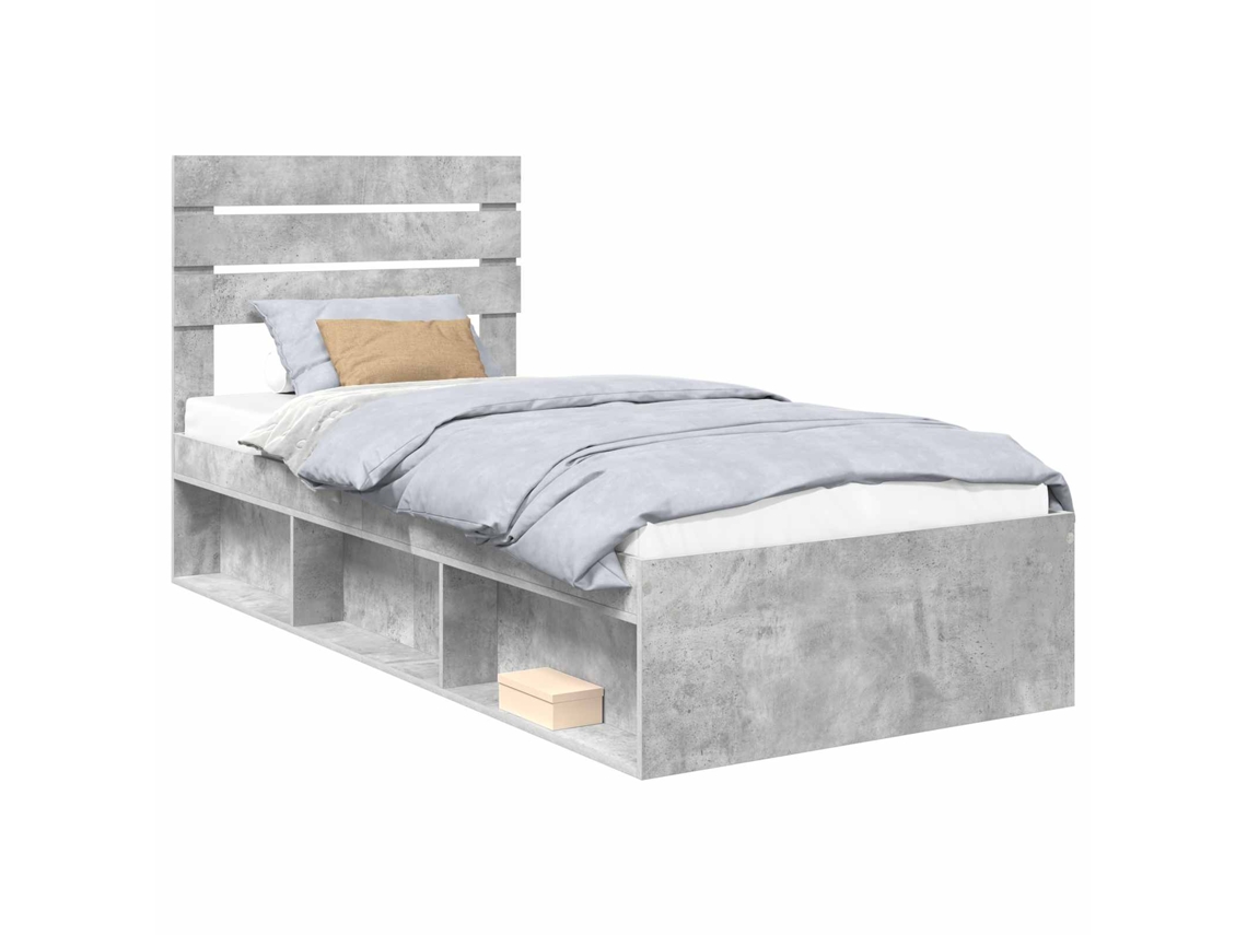 Estrutura da Cama com Cabeceira Cinza Concreto 75x190 cm MAISON EXCLUSIVE