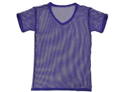 Camiseta Transparente De Malla Para Homens Com Manga Curta Sexy Para Club Roupa Casual Esportiva Verão Morado M