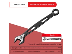 Chave De Catraca Dupla (12 Mm), Ferramenta Industrial De Reparo Automotivo Geral, Feita De Aço Carbono.