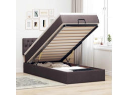 Cama Otomana Com Colchão 100x200 Cm Tecido Castanho Escuro