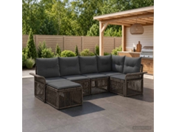 Vidaxl Conjunto De Sofá De Jardim 6 Unid. Cinzento Vime Pe