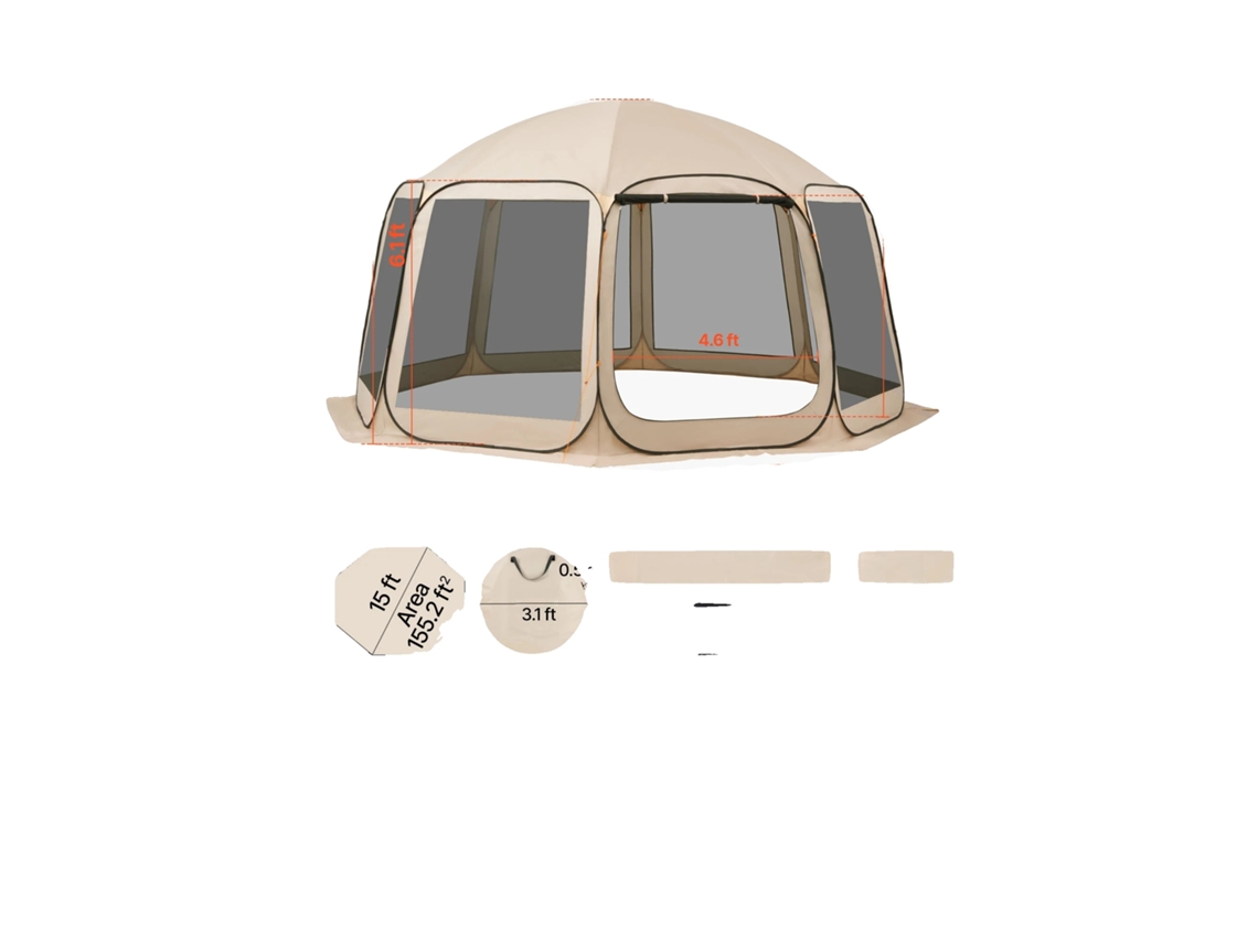 Tenda De Tela, Design Pop-up, Proteção Contra Insetos, 15x13.8ft