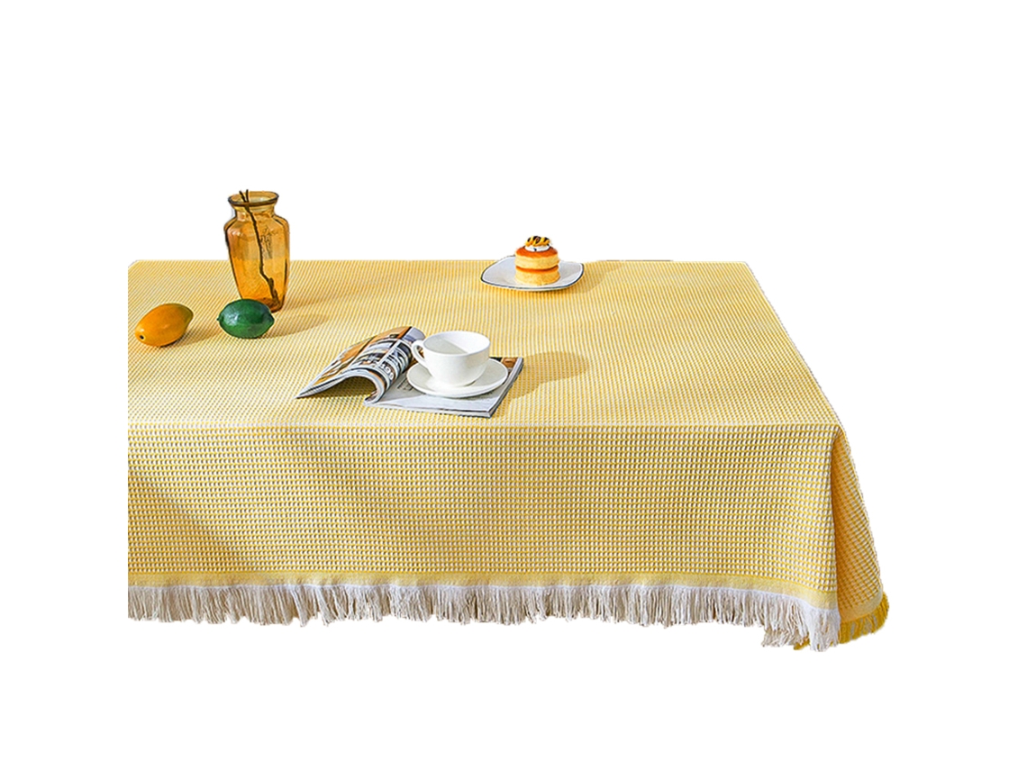 Toalhas de Mesa Ao Ar Livre À Prova de Poeira com Franjas Toalhas de Linho de Algodão Sem Vincos para Festas Estilo Buffet4 90*90Cm