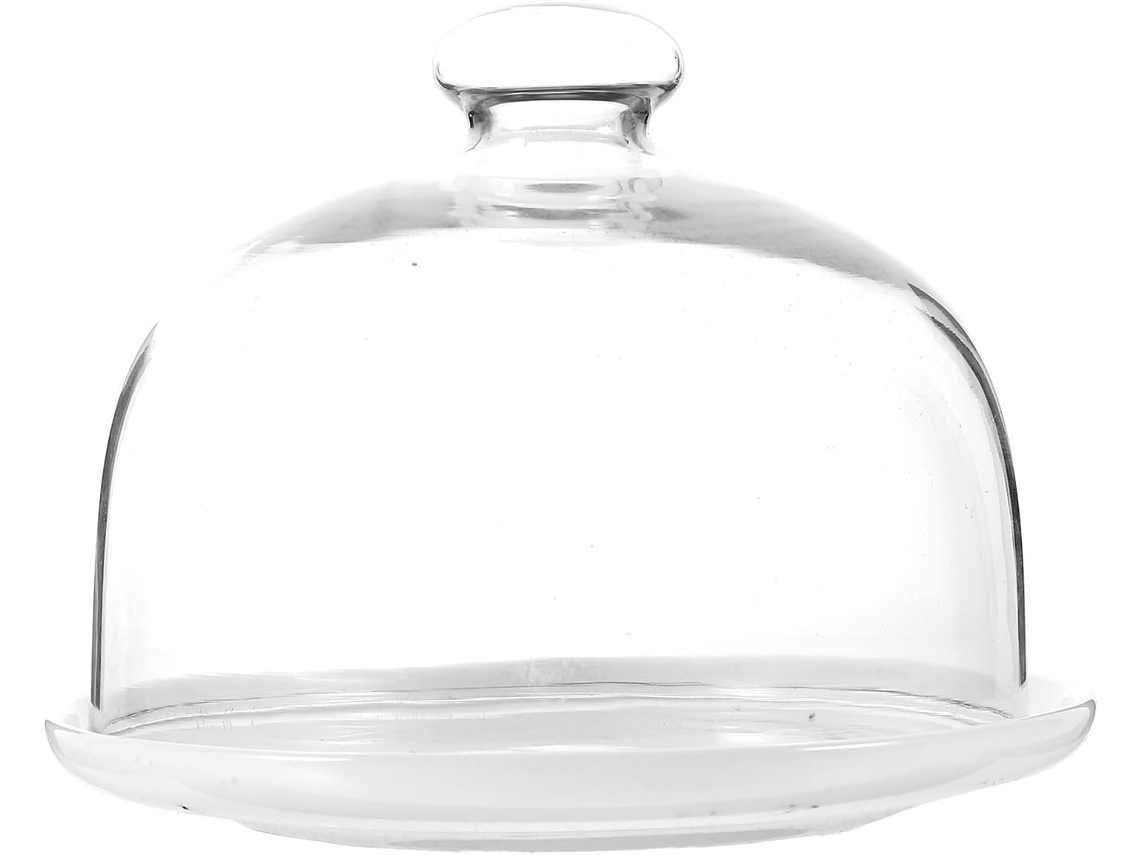 Prato De Sobremesa Gatuida Pure White Com Cúpula De Vidro
