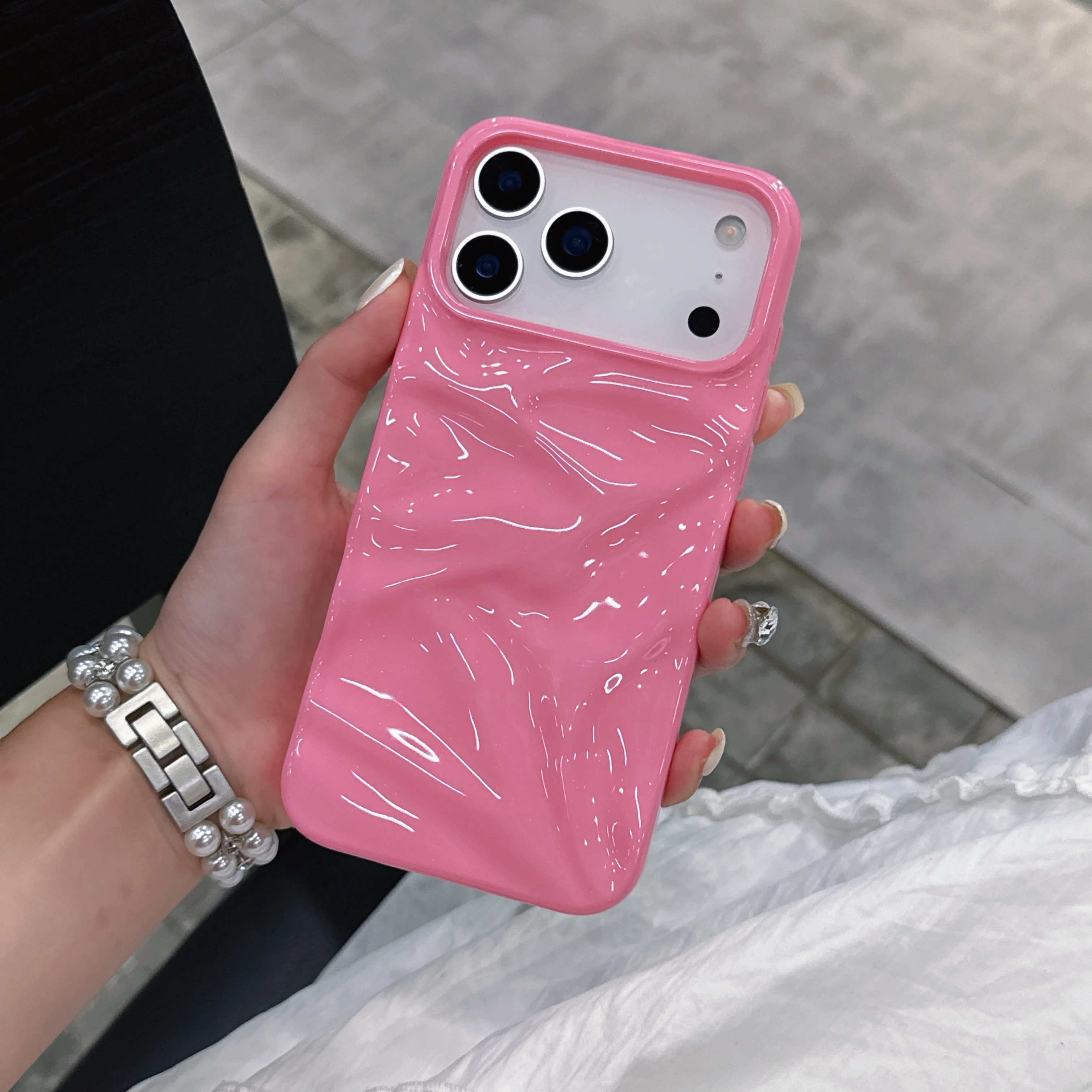 Capa Para Celular Com Estampa Ondulada (rosa Para Iphone 12 Pro), Macia E Suave, À Prova De Choque.