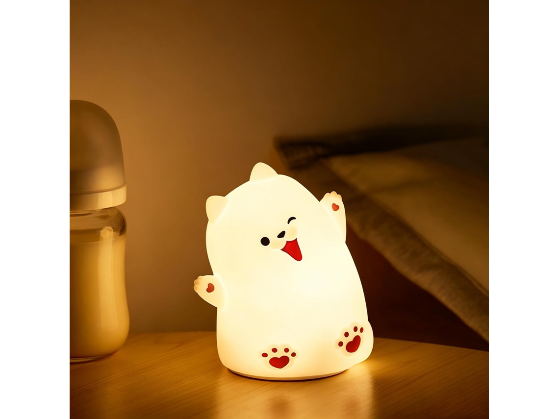 Luminária Noturna De Silicone Em Formato Cachorrinho Com Controle Por