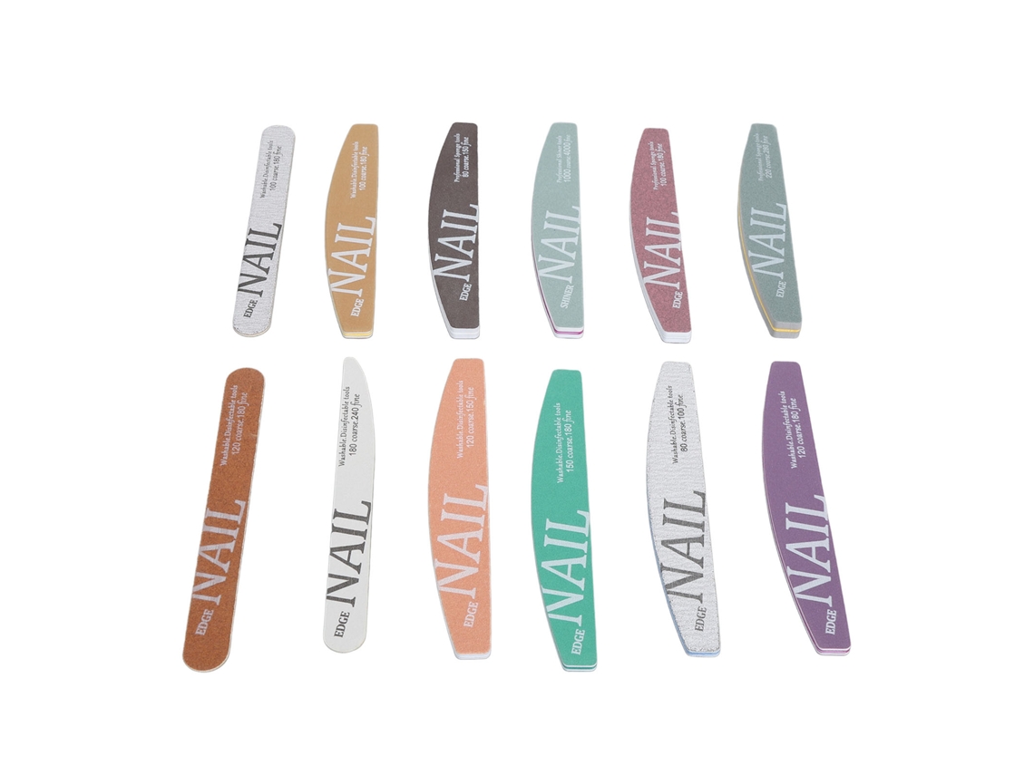 12pcs Lixa De Unha Meia Lua Com Grit Polimento Forma Buffer Brilho Cuidado De Unhas Para Manicure