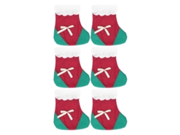 Meias Decoração Natal Suporte Utensílios Mesa Jantar Festiva Cute Poliéster Vermelho Médio