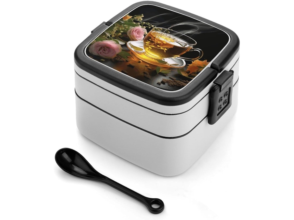Caixa Bento Box Retangular De Design Minimalista Moderno, Empilhável E À Prova De Vazamentos, Com Duas Camadas, Ideal