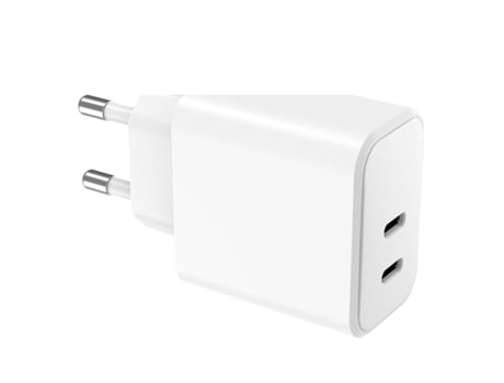 Carregador Rápido Duas Portas Usb-c Fornecimento Wow Plástico Branco