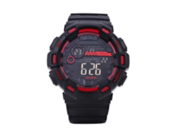Reloj Digital Deportivo Con Luz De Fondo Redondo Impermeable Pulsera Led Rojo