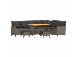 Maison Exclusive - 4 Pcs Conjunto Sofás De Jardim Com Almofadões Em L Vime Pe