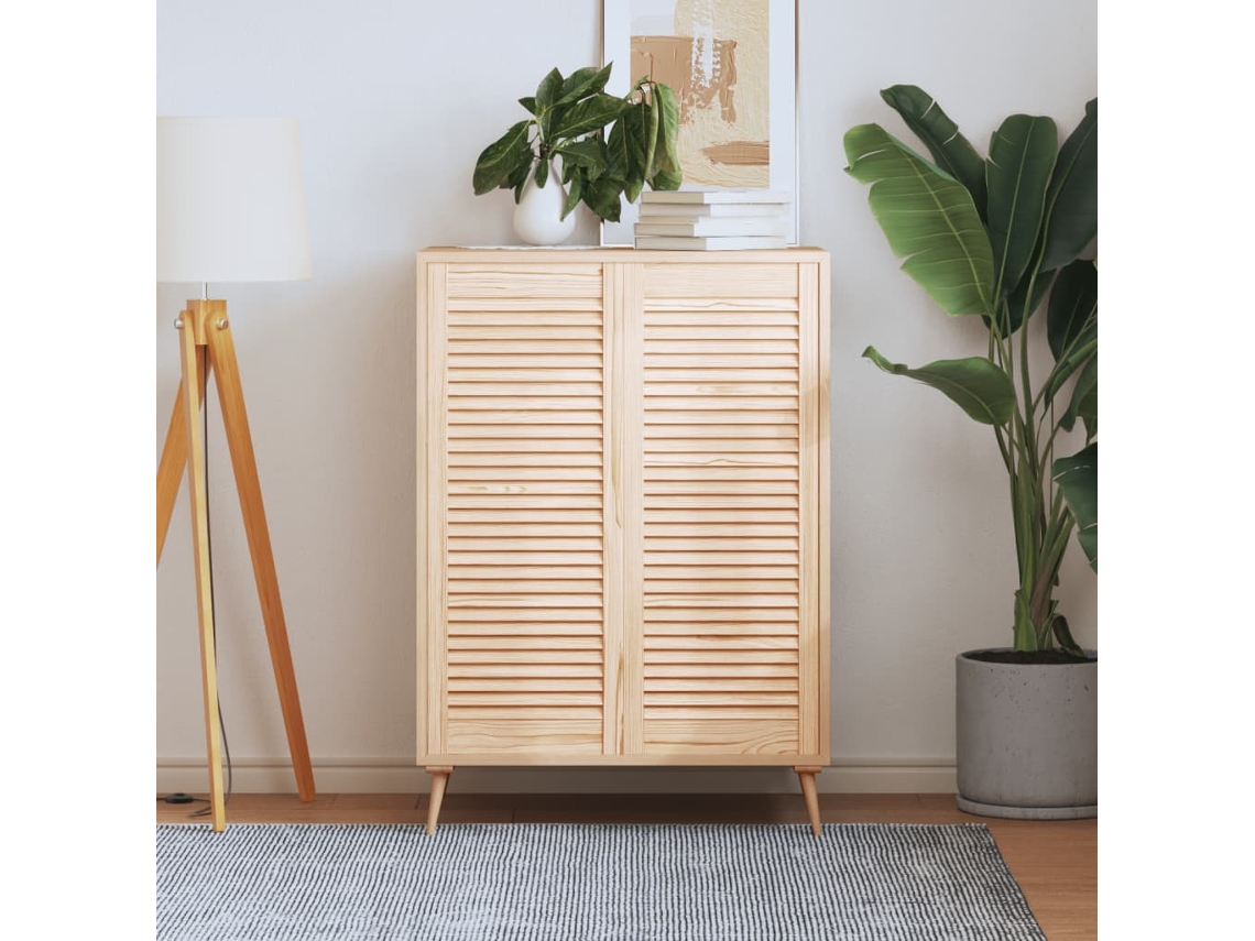 Vidaxl Portas De Armário 2 Pcs Com Design De Persiana Pinho Maciço