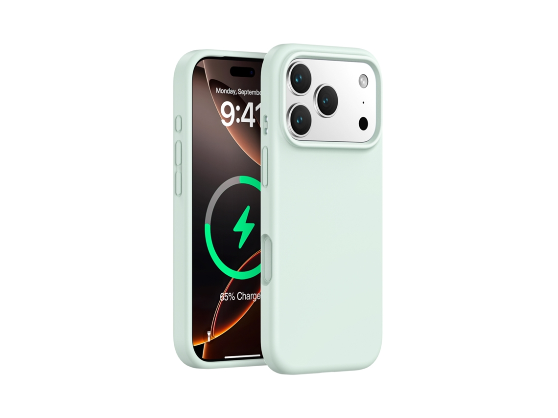 (verde Claro, Iphone 17) Capa Magnética Para Iphone, Em Silicone Líquido De Cor Sólida, Proteção Em Peça Única.