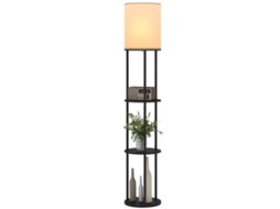 Candeeiro De Pé Com Prateleiras 3 Temperaturas De Cor Controlo Remoto E Casquilho E27 Ø29x158 Cm Preto