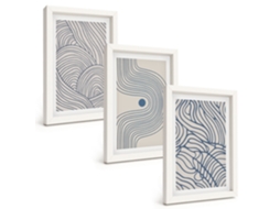 Composição De Quadros Linhas Abstratas Em Formas De Ondas Espelharte (3 Peças 20x30 Cm)