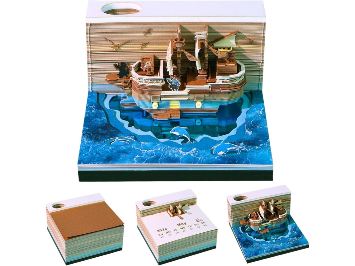 Calendário 3d Com Tema De Piratas – Mesa Criativo Até 2026