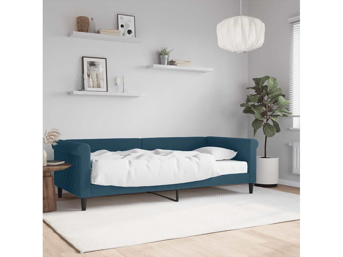 Vidaxl Sofá-cama Com Colchão 90x200 Cm Veludo Azul