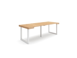 Mesa Consola Extensível, 222x90x77cm, Para 10 Pessoas, Pés De Madeira, Carvalho