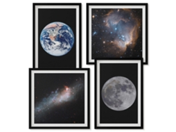 Composição De Quadros Paisagens Espaciais Galáxia Espelharte (4 Peças)