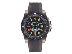 Relógio Feminino Sanda 6078 Com Mostrador Fluorescente, Calendário E Pulseira Transparente, Movimento De Quartzo.
