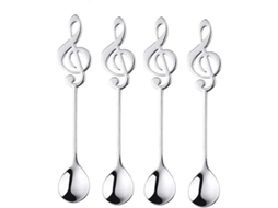 Nova Line 4 Colheres de Música Decorativas de Aço Inoxidável 304 para Café Sobremesa Casa Prata Presente
