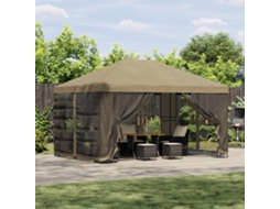 Vidaxl Gazebo De Jardim Com Laterais 4 × 3 M Bege Poliéster E Aço