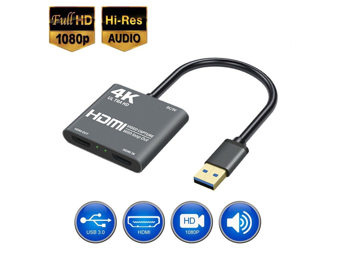 Placa De Captura De Vídeo Usb 3.0 Para Hdmi 1080p Hd Para Jogos/transmissão Ao Vivo, Design Compacto, Compatível Com 4k Slowmoose