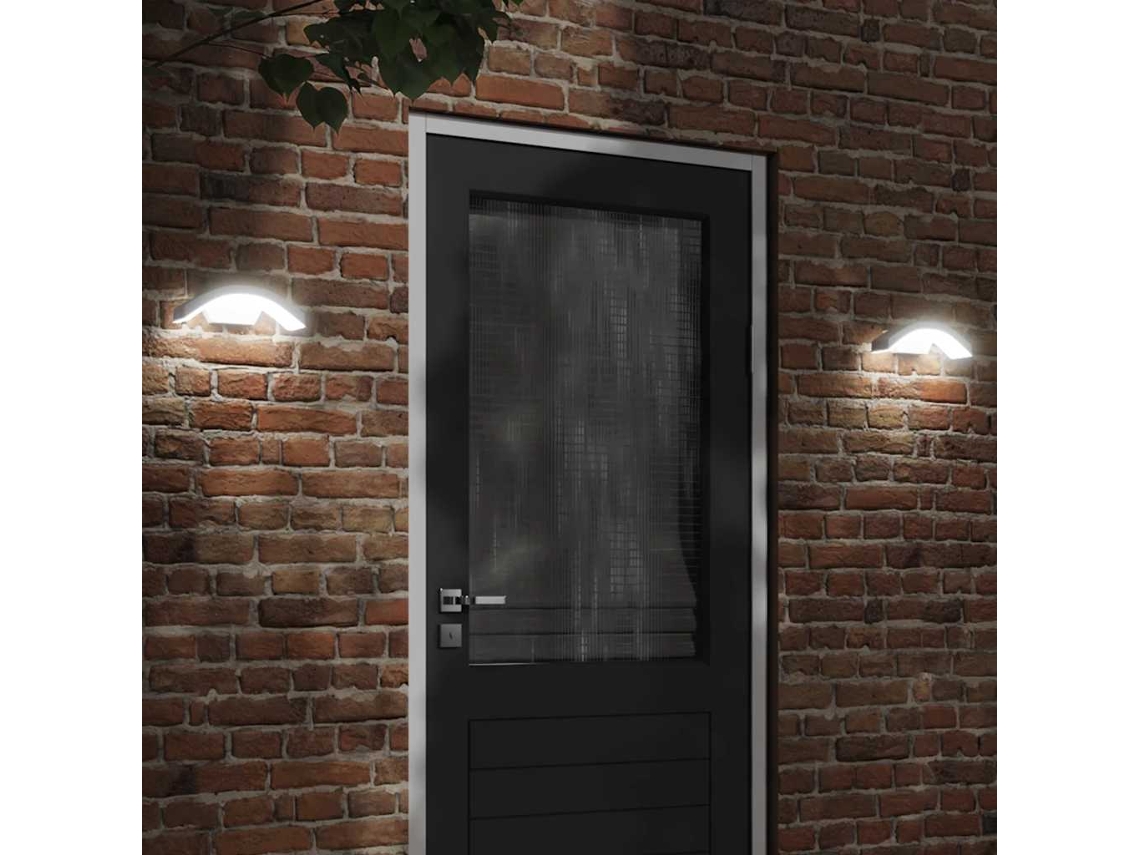 Vidaxl Candeeiros Parede Led P/ Exterior 2 Pcs Alumínio Fundido Branco
