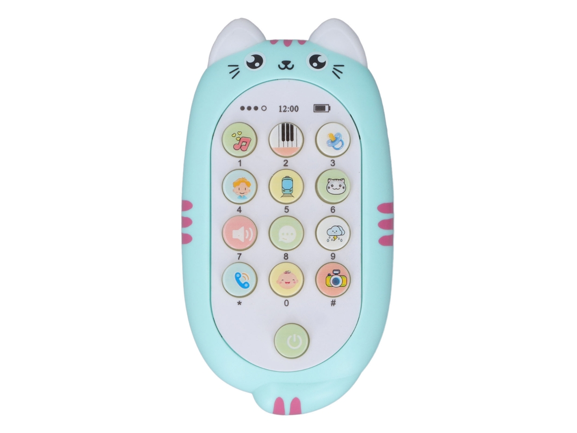 Primerox brinquedo Telefone Celular Infantil Mastigável com Música Luzes Educativo para Bebê 1 Ano Azul