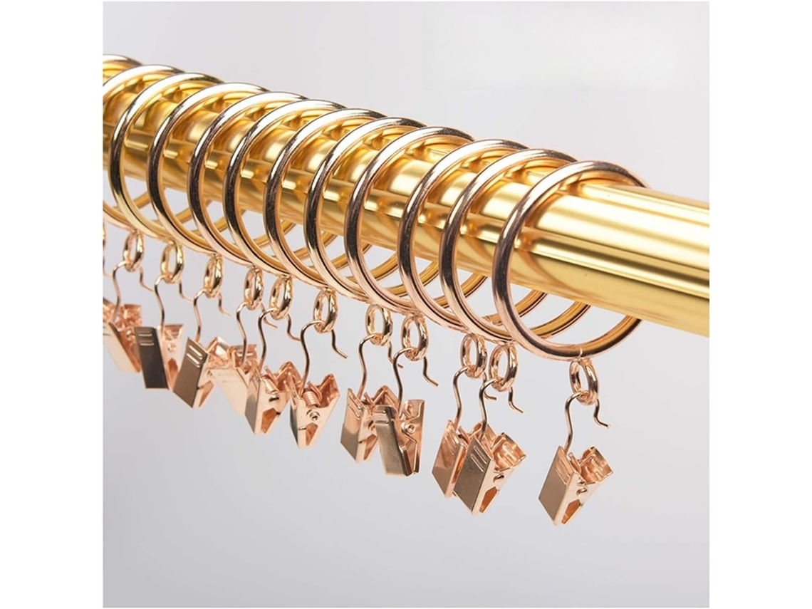 Argola Para Cortina, Dourada Com Clipe, Perfurada Box De Chuveiro,