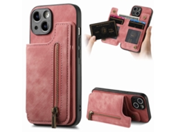 Capa Para Iphone 13 Pele Sintética Rosa