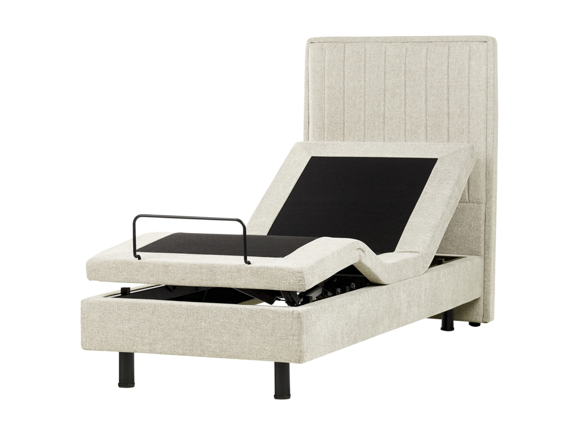 Cama Ajustable Beliani Castellan De Tela Beige 80x216x120