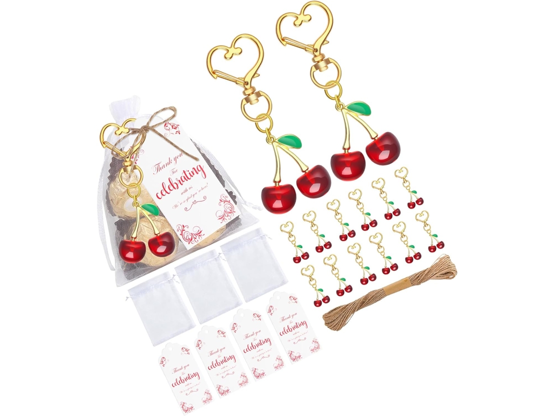 Chaveiros De Cereja Brilhantes, Lembrancinhas De Resina Para Festas, Presentes, Artigos Em Família, Acessórios