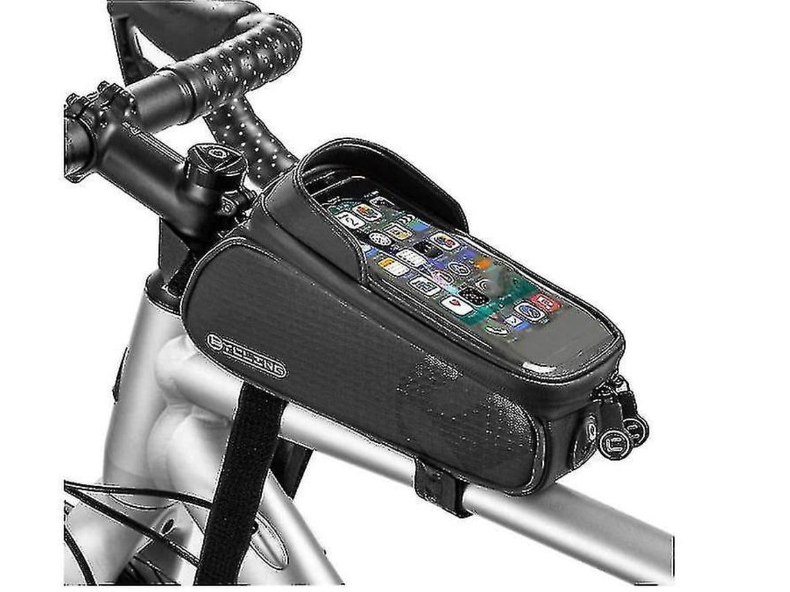 Bolsa para suporte de telefone para bicicleta ao ar livre, com tecido TPU sensível ao toque e viseira solar integrada.