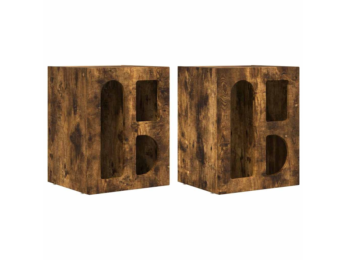 Conjunto de 2 Mesas Cabeleira Carvalho Defumado com MAISON EXCLUSIVE (40x35x50 cm)