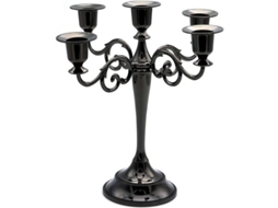 Candelabro de Metal Nova Line com 5 vases alto para casamentos e eventos preto | S/MARCA