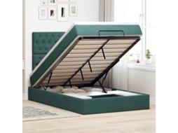 Vidaxl Estrutura de Cama Otomana com Colchões Verde Escuro Veludo