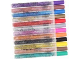Tinta Com Glitter E Marcadores Em Abs Com 12 Unidades, Cabo