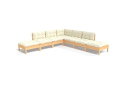 Conjunto de 7 Jardim Lounge com Almofadões Cor Creme Pinho MAISON EXCLUSIVE