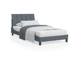 Cama Com Colchão 100x200 Cm Veludo Cinzento-escuro