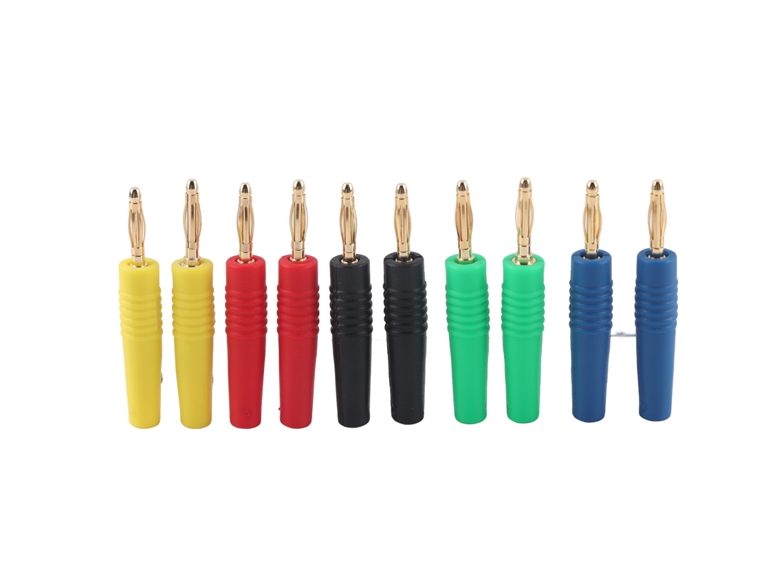 10pcs Plugue Banana 2mm U49 Abs+cobre Vermelho Preto Amarelo Verde Azul para Testes Elétricos | S/MARCA