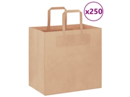 Vidaxl Sacos De Papel 250 Unid Com Alças Castanho 26x17x25 Cm
