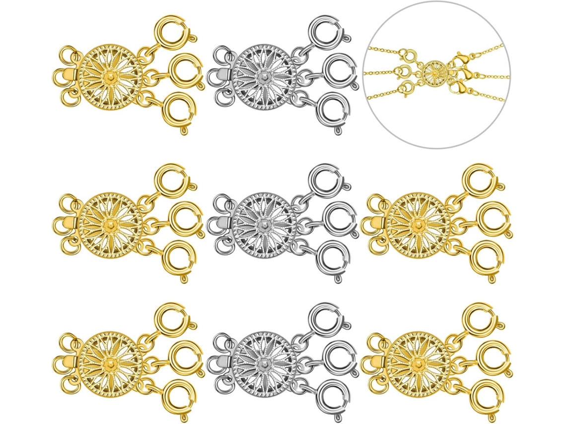 Fecho De Corrente Para Colar Com 3 Camadas, Fecho De Corrente Para Jóias De Colar E Pulseira, Conectores Para Colar E Pulseira, Ouro, Prata