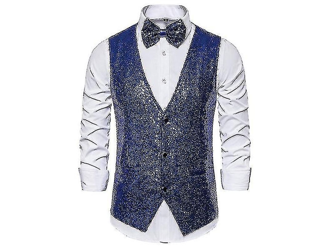 CHALÉCO de Lentejuelas Fasst com Corbata de Moño para Fiesta e Eventos Especiais | S/MARCA